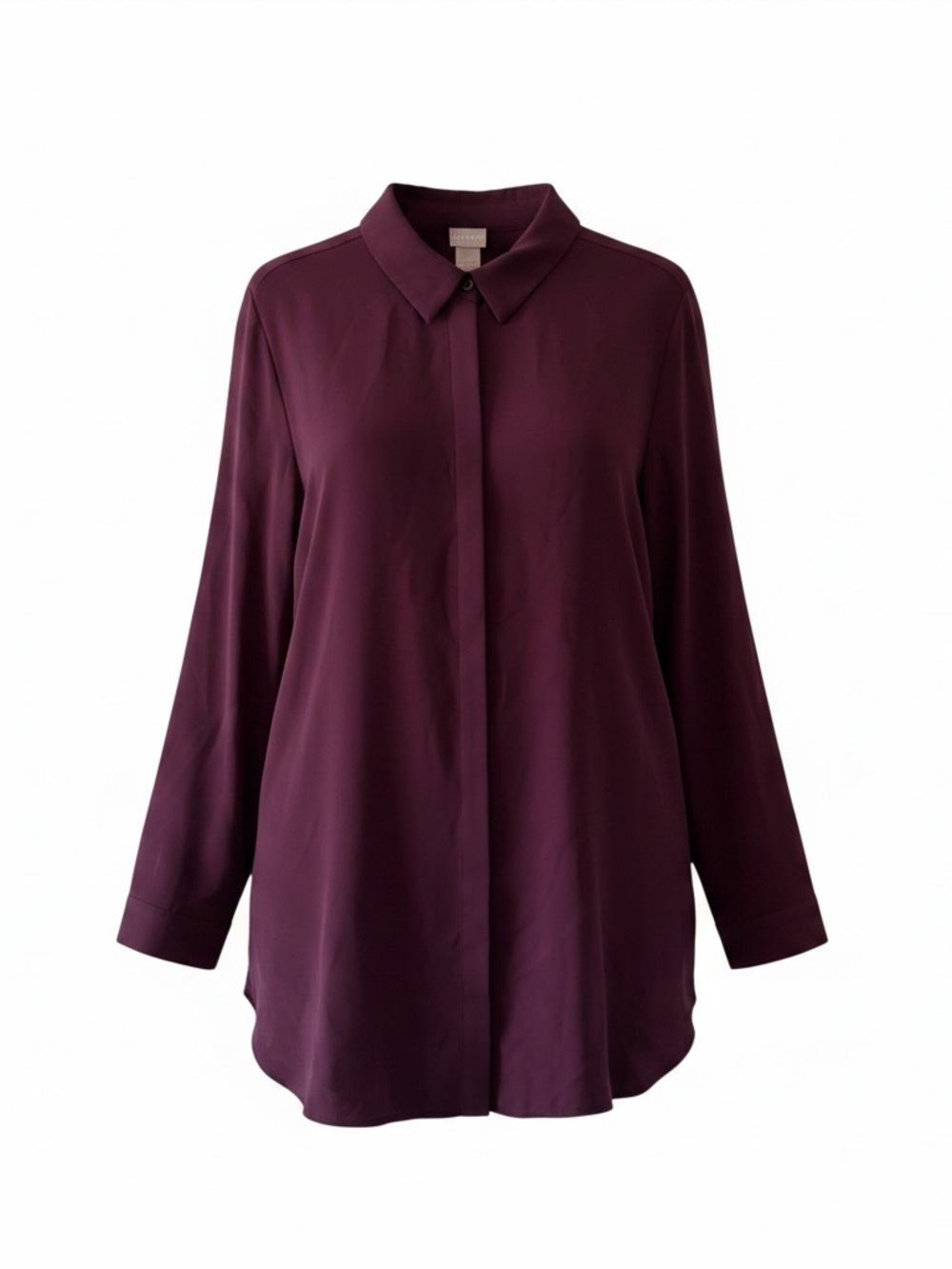 Chico's Long-Sleeve Button-Front Tunic in Plum size Large (2)